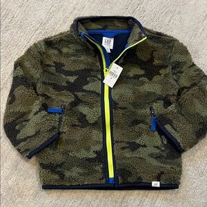 GAP Camouflage Fleece with Bright Yellow and Blue Accents